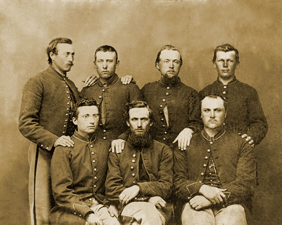 photo restoration example done with a photo of civil war soldiers