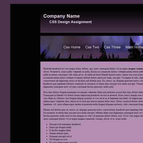 thumbnail image for example website created with a single column layout